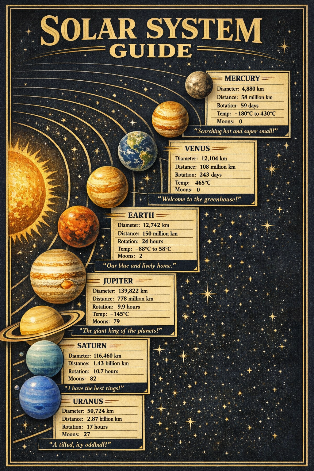 Solar System Guide Poster